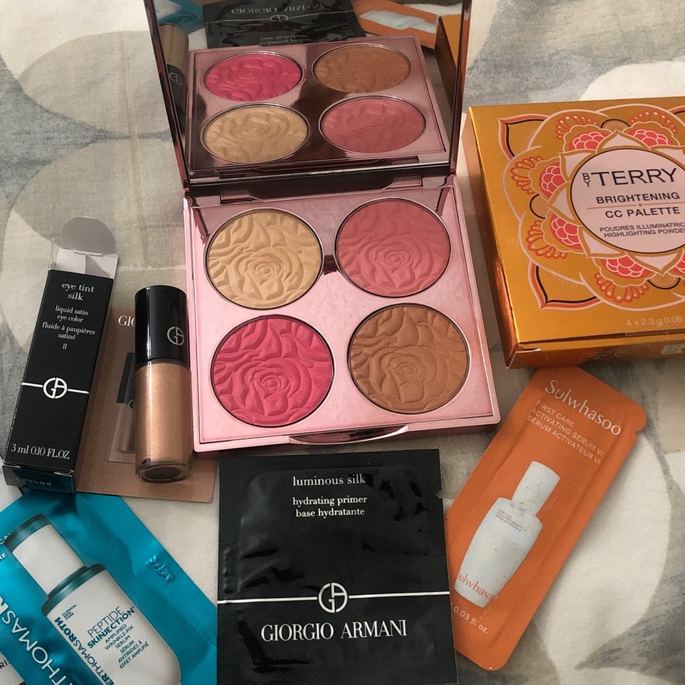 Lot By Terry Brightening cc palette Giorgio Armani eye tint plus samples